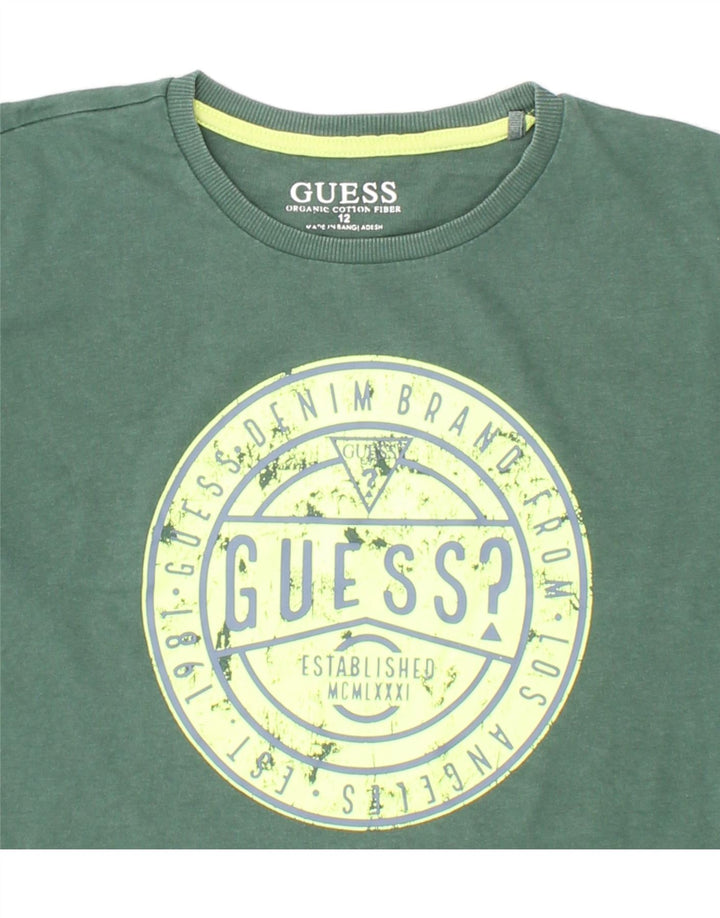 GUESS Boys Graphic Top Long Sleeve 11-12 Years Green Cotton Vintage Guess and Second-Hand Guess from Messina Hembry 