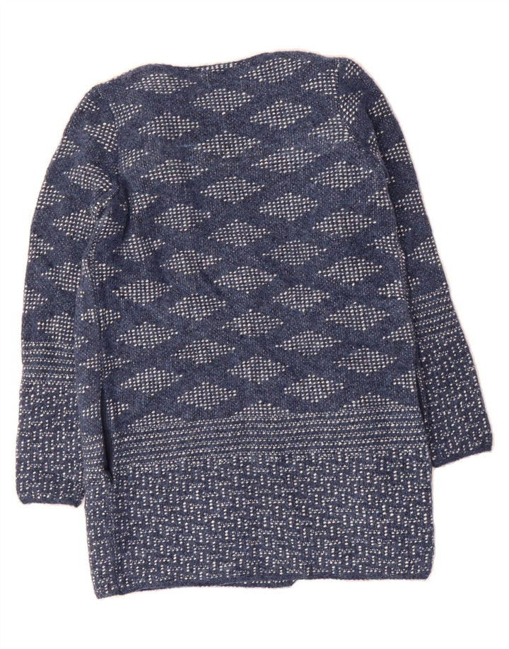 MARKS & SPENCER Womens Boat Neck Jumper Sweater UK 10 Small Blue Geometric Vintage Marks & Spencer and Second-Hand Marks & Spencer from Messina Hembry 