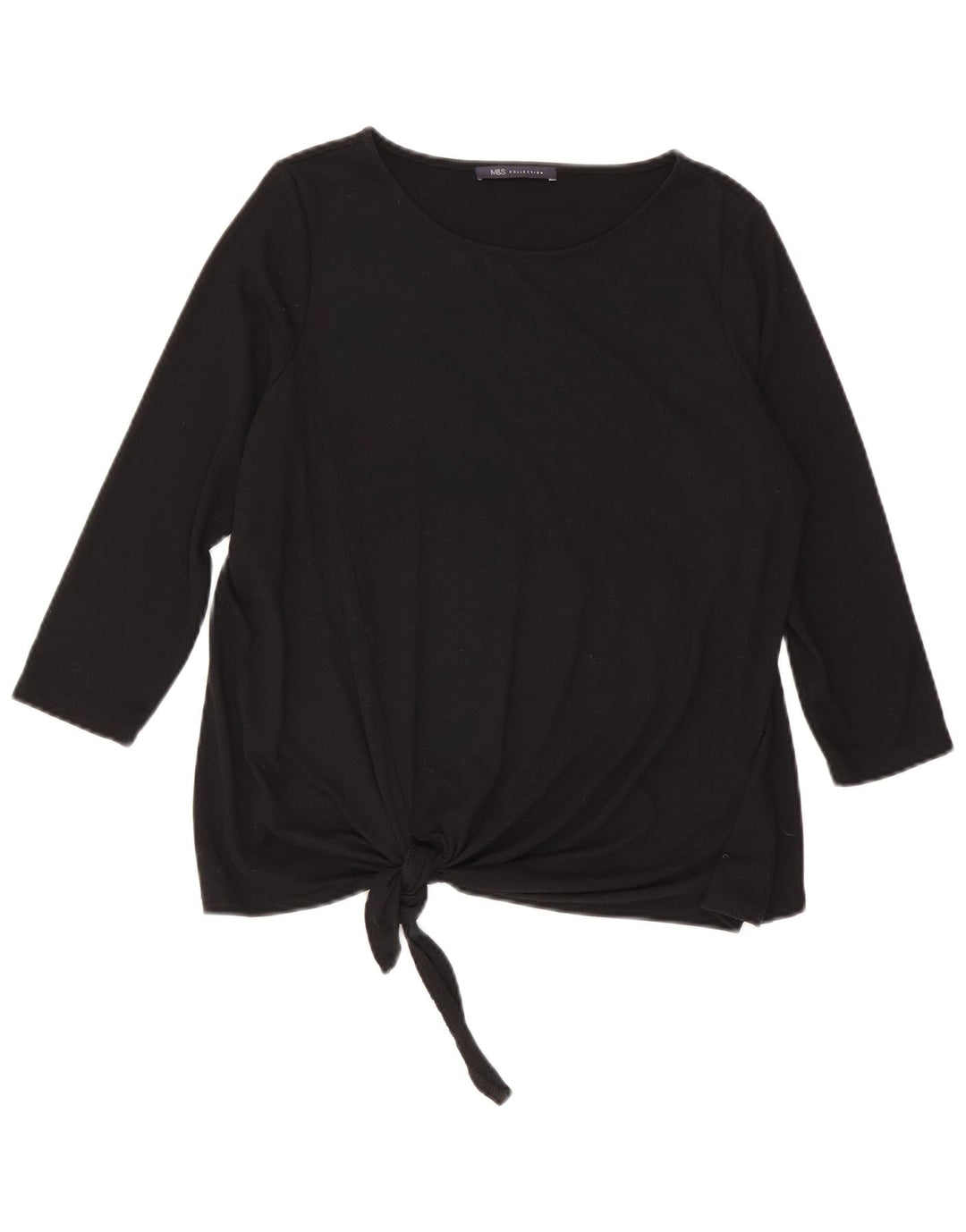 Marks & Spencer Womens Top 3/4 Sleeve UK 12 Medium Black Polyester