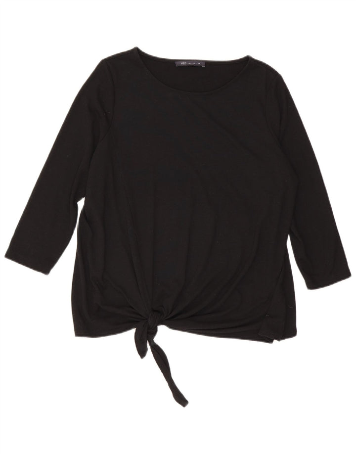 Marks & Spencer Womens Top 3/4 Sleeve UK 12 Medium Black Polyester