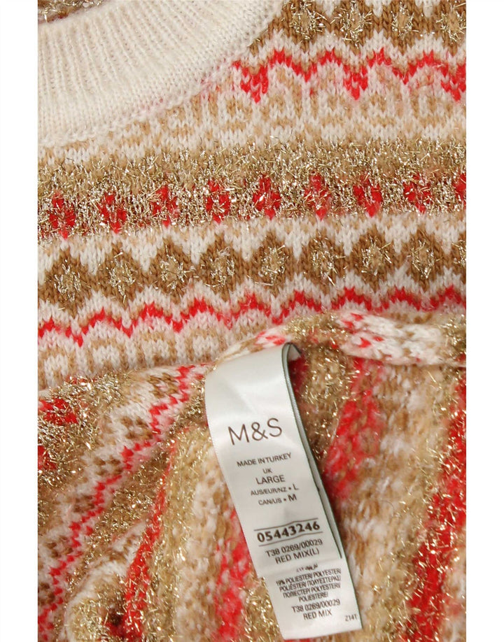 Marks & Spencer Womens Crew Neck Jumper Sweater UK 16 Large Multicoloured