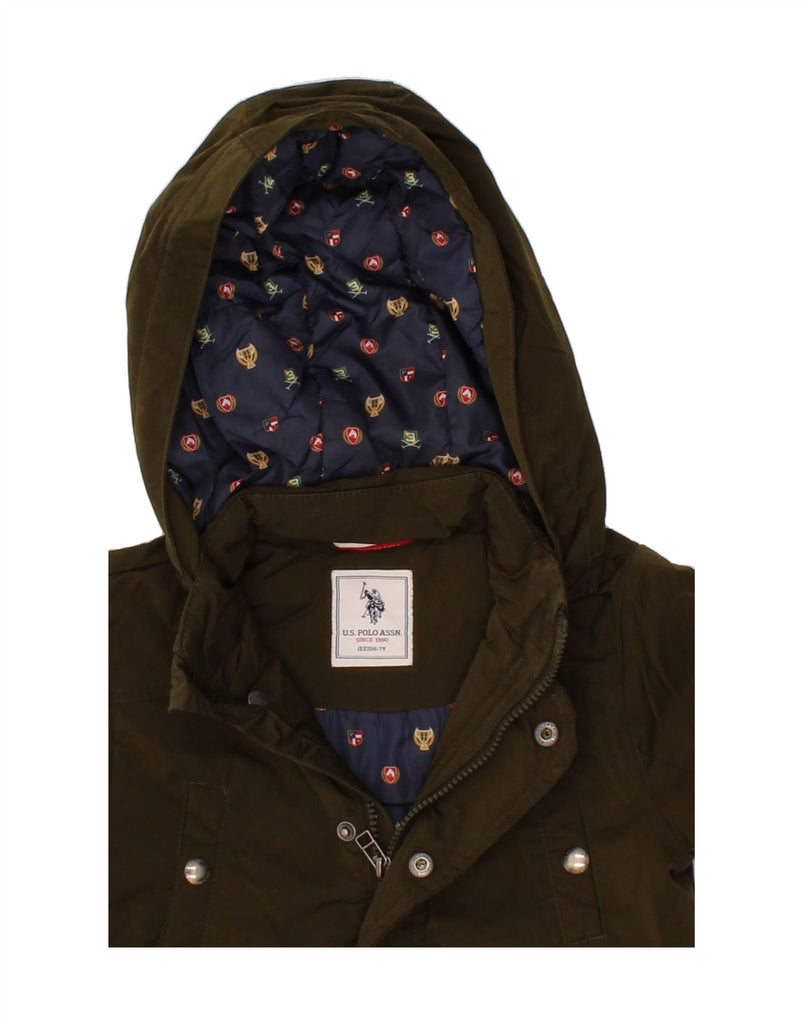 U.S. POLO ASSN. Girls Hooded Windbreaker Jacket 6-7 Years Khaki Polyester Vintage U.S. Polo Assn. and Second-Hand U.S. Polo Assn. from Messina Hembry 