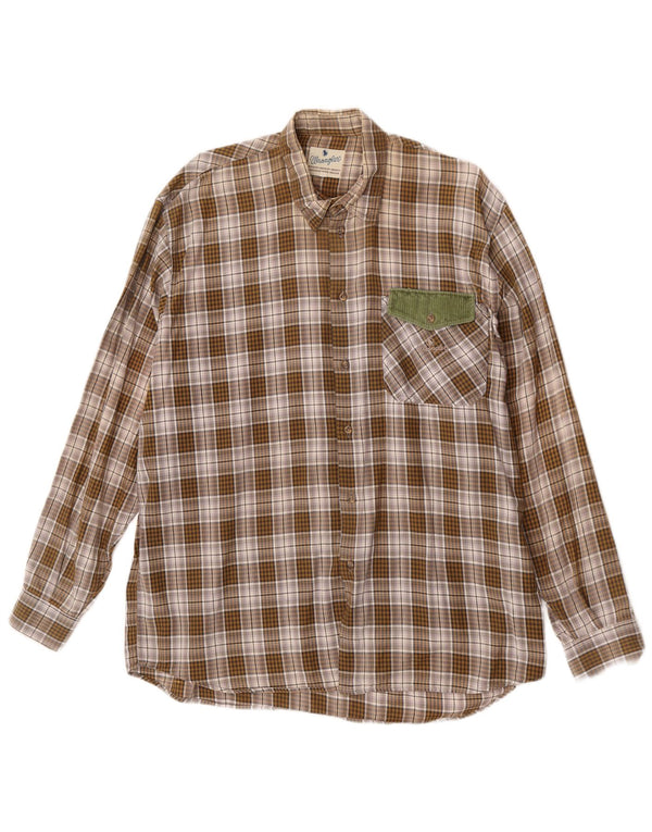 Wrangler Mens Flannel Shirt XL Brown Check