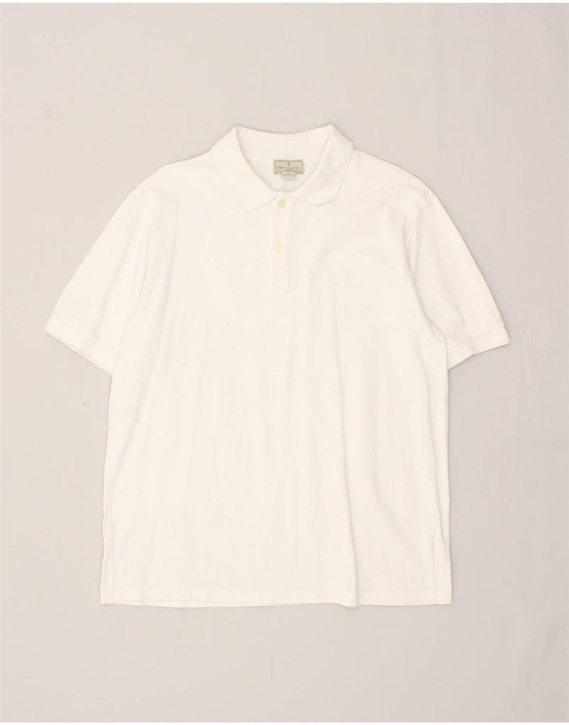 TRUSSARDI Mens Polo Shirt XL White Cotton | Vintage Trussardi | Thrift | Second-Hand Trussardi | Used Clothing | Messina Hembry 