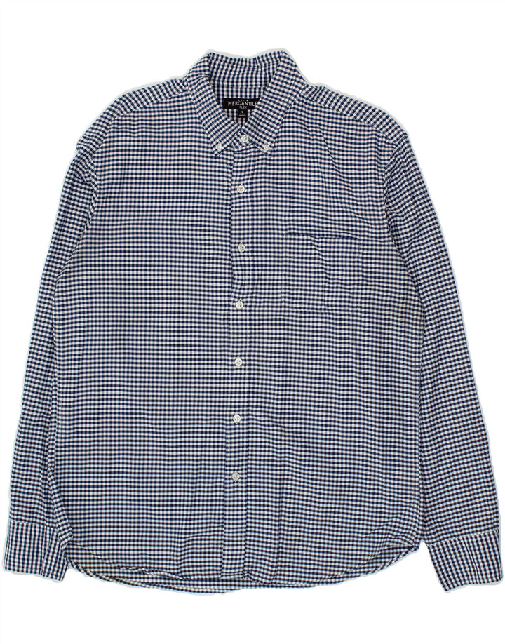 J. CREW Mens Shirt Large Navy Blue Gingham Cotton Vintage J. Crew and Second-Hand J. Crew from Messina Hembry 