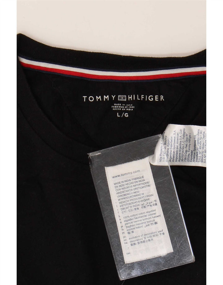 Tommy Hilfiger Mens T-Shirt Top Large Black Cotton