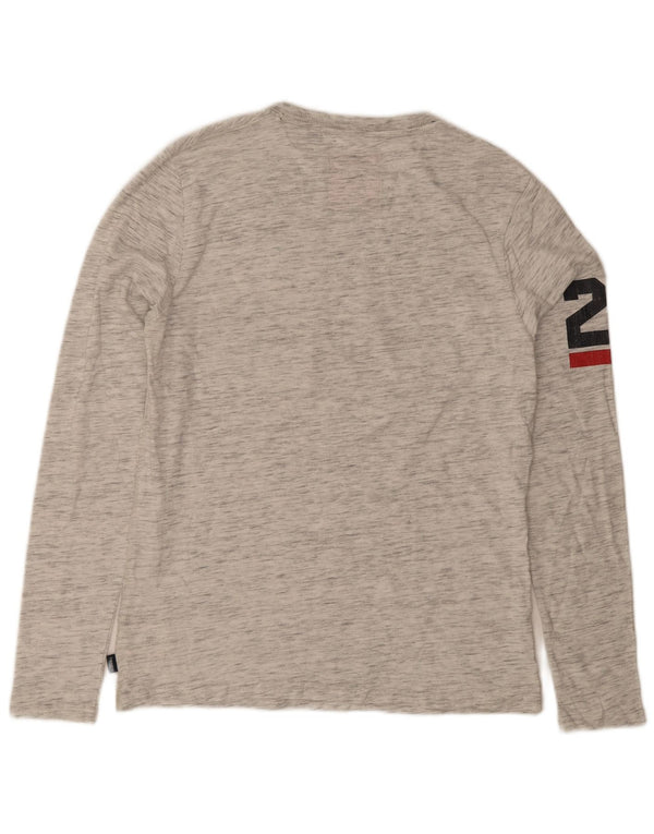Superdry Mens Graphic Top Long Sleeve Large Grey Flecked Cotton
