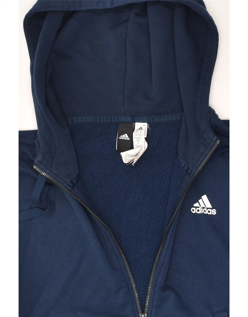 ADIDAS Womens Zip Hoodie Sweater UK 4-6 XS Navy Blue Cotton | Vintage Adidas | Thrift | Second-Hand Adidas | Used Clothing | Messina Hembry 