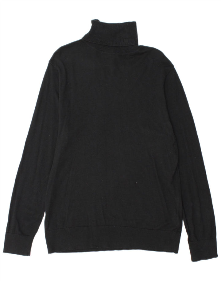 Chaps Womens Roll Neck Jumper Sweater UK 16 Large Black Cotton