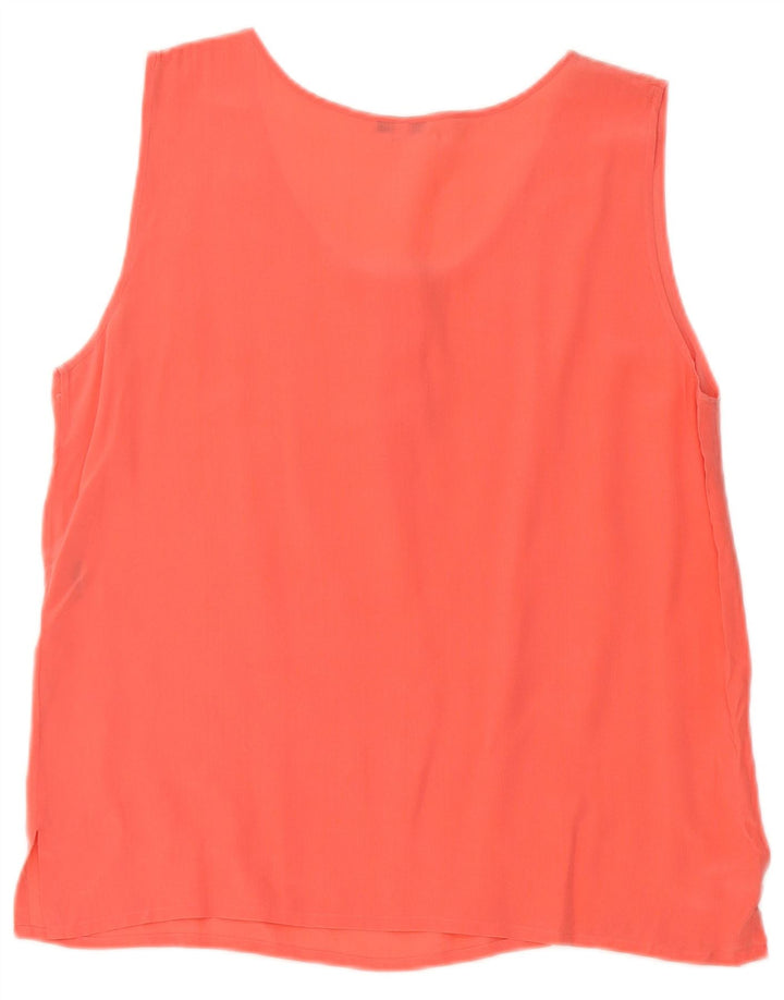 Vintage Womens Sleeveless Blouse Top UK 14 Large Orange Silk