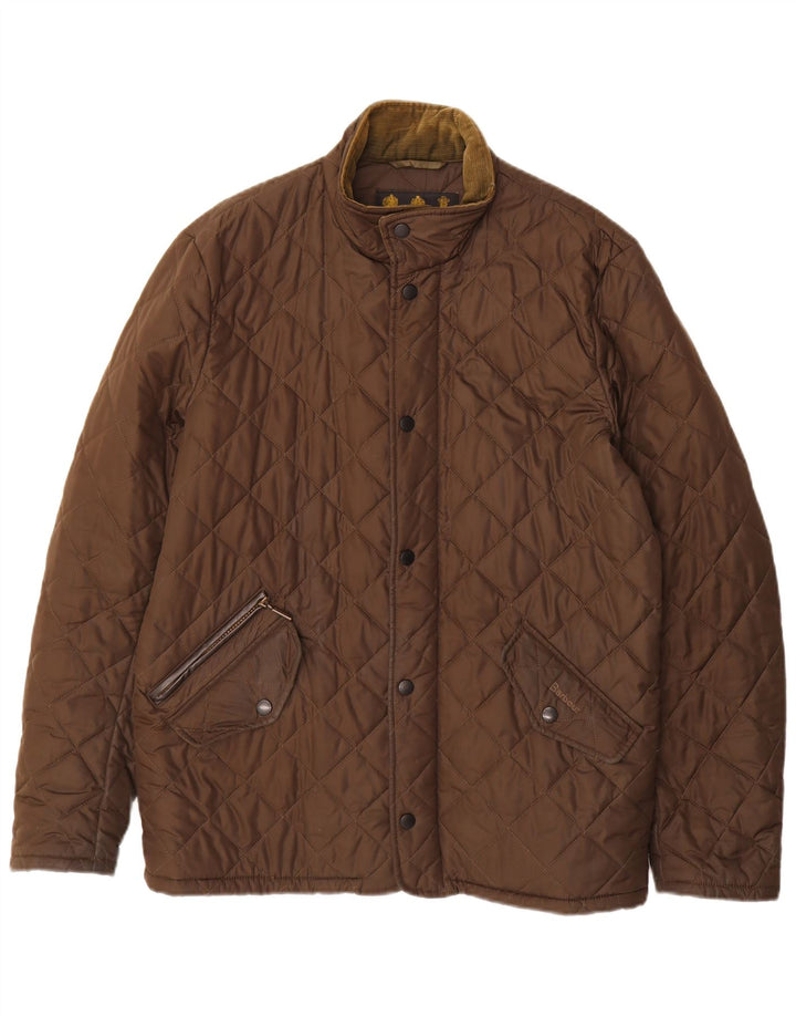 Barbour Mens Quilted Jacket UK 36 Small Brown Polyester