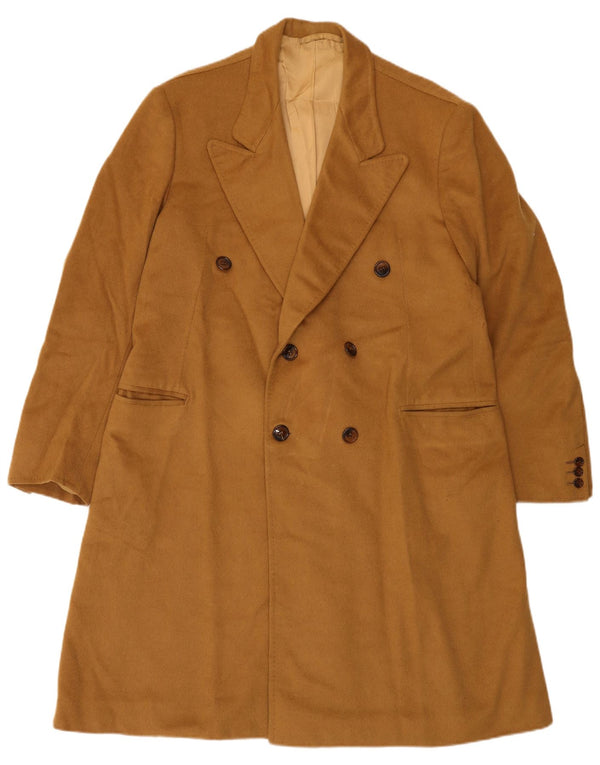 Vintage Mens Double Breasted Coat UK 36 Small Beige