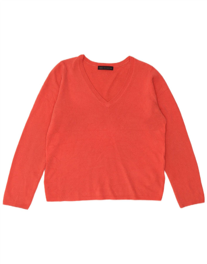 Marks & Spencer Womens V-Neck Jumper Sweater UK 12 Medium Red Acrylic