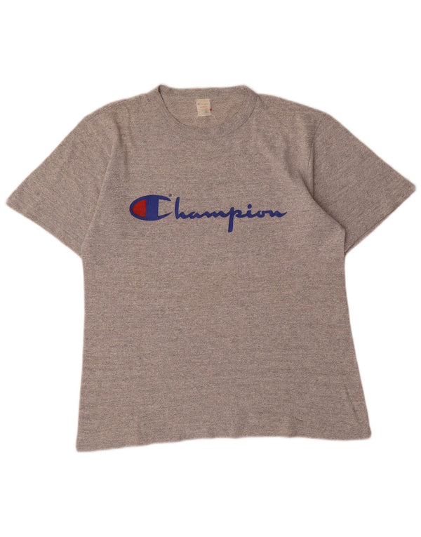 Champion Womens Graphic T-Shirt Top UK 14 Medium Grey Cotton