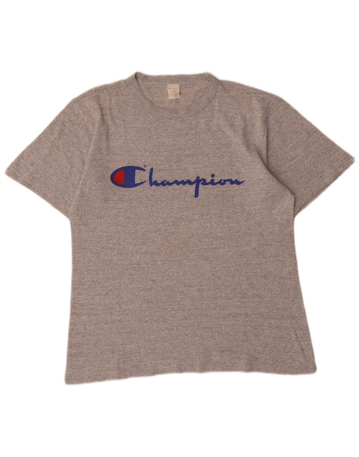 Champion Womens Graphic T-Shirt Top UK 14 Medium Grey Cotton