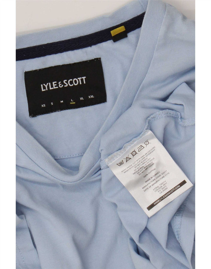 Lyle & Scott Mens T-Shirt Top Large Blue Colourblock Cotton