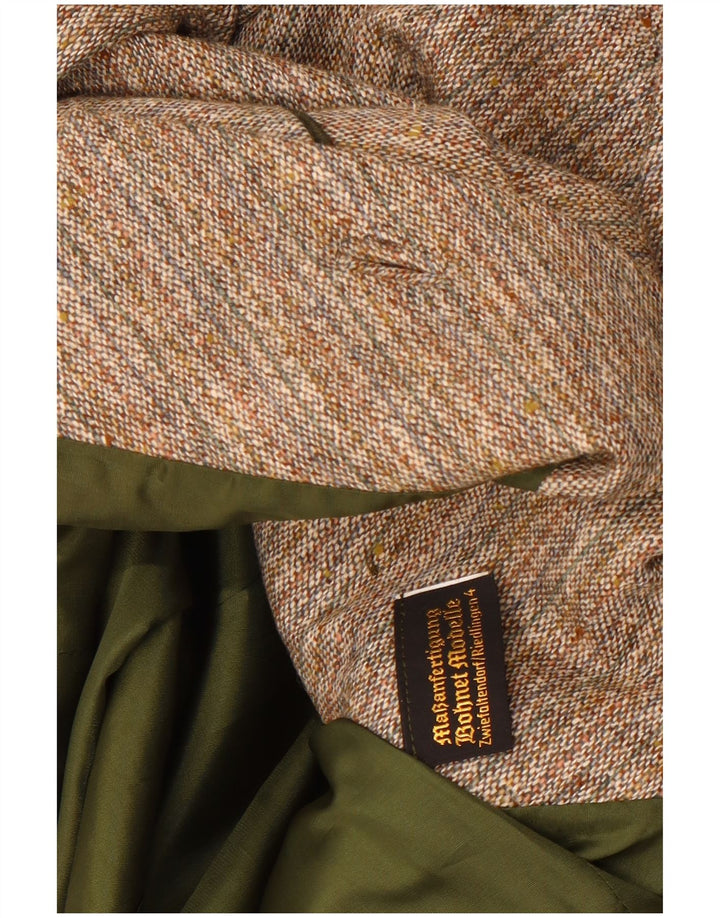 Vintage Womens 3 Button Blazer Jacket UK 14 Medium Grey Striped Wool