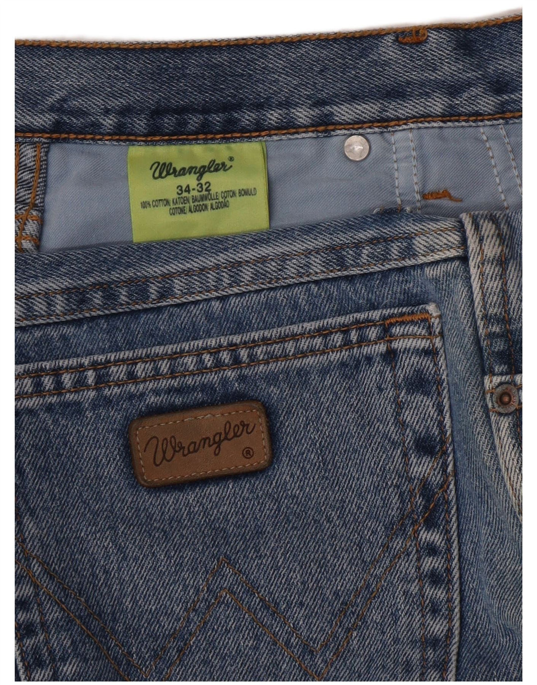 Wrangler Mens Straight Jeans W34 L32 Blue Cotton