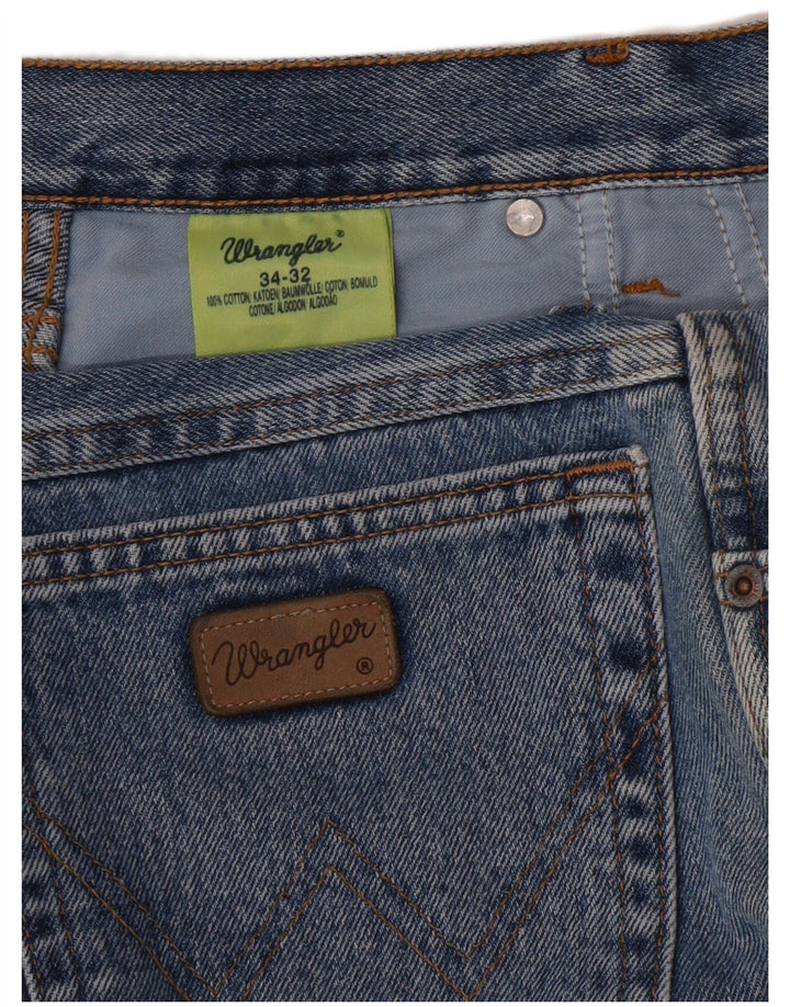 Wrangler Mens Straight Jeans W34 L32 Blue Cotton