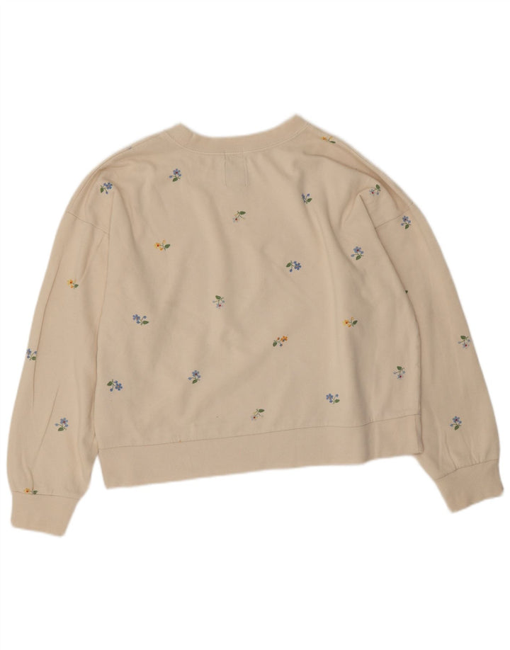 Gap Womens Graphic Oversized Sweatshirt Jumper UK 16 Large Off White Floral