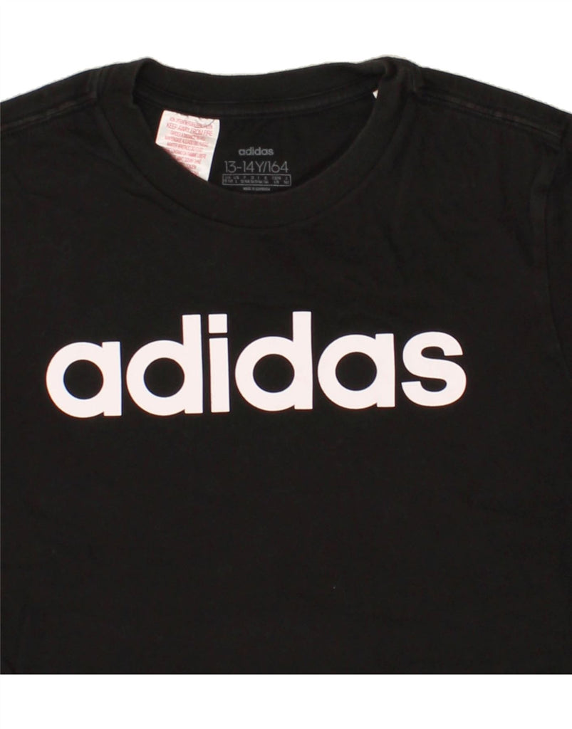 ADIDAS Boys Graphic T-Shirt Top 13-14 Years Black Cotton Vintage Adidas and Second-Hand Adidas from Messina Hembry 