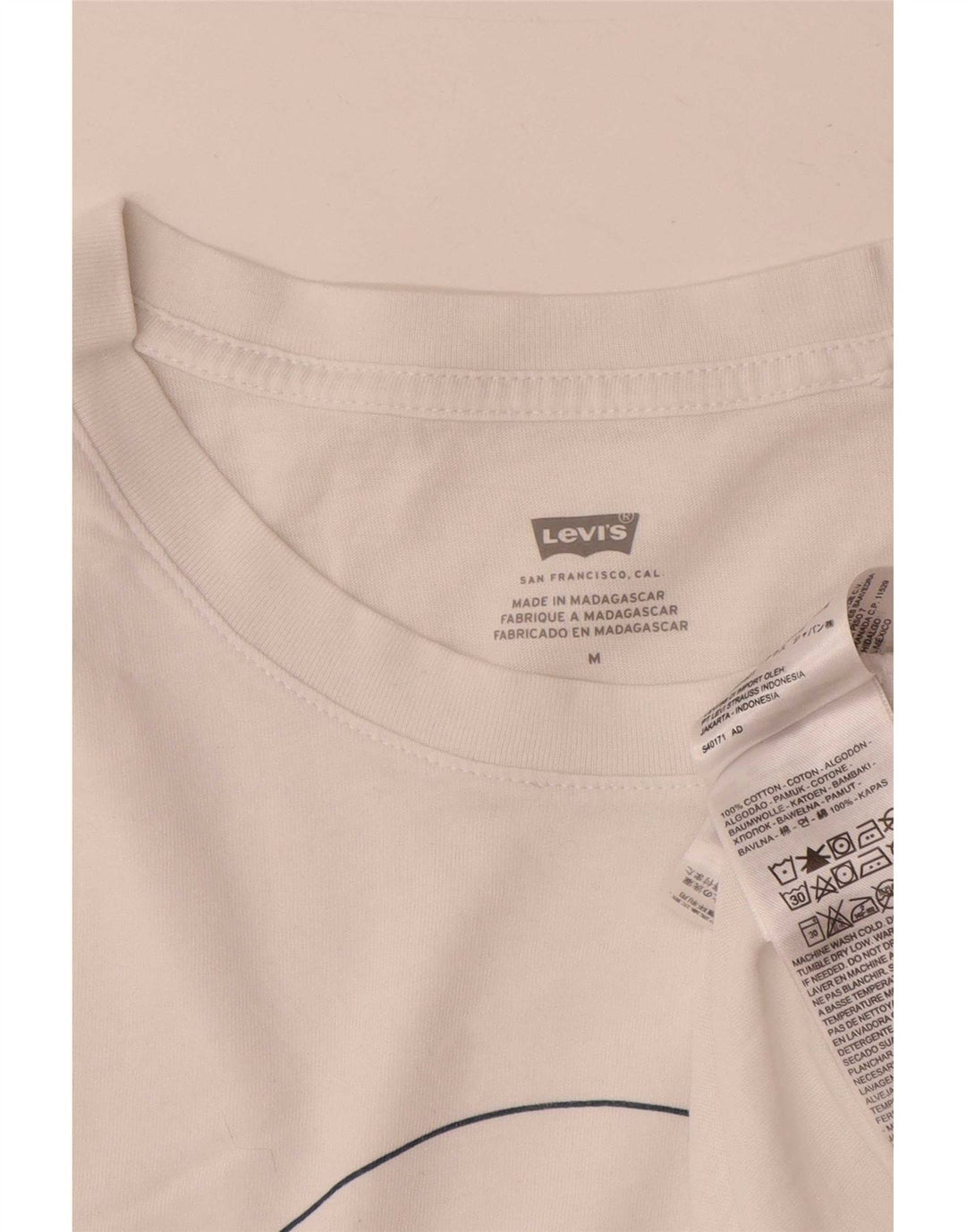Levi's Womens Graphic T-Shirt Top UK 14 Medium White Cotton
