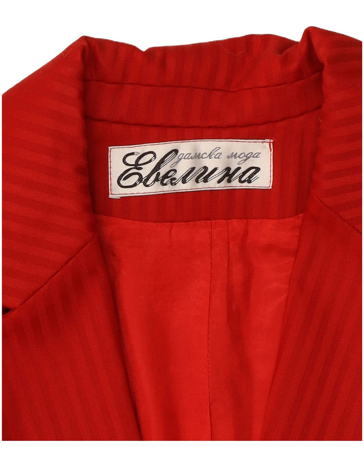 Vintage Womens Crop 1 Button Blazer Jacket UK 14 Medium Red Pinstripe