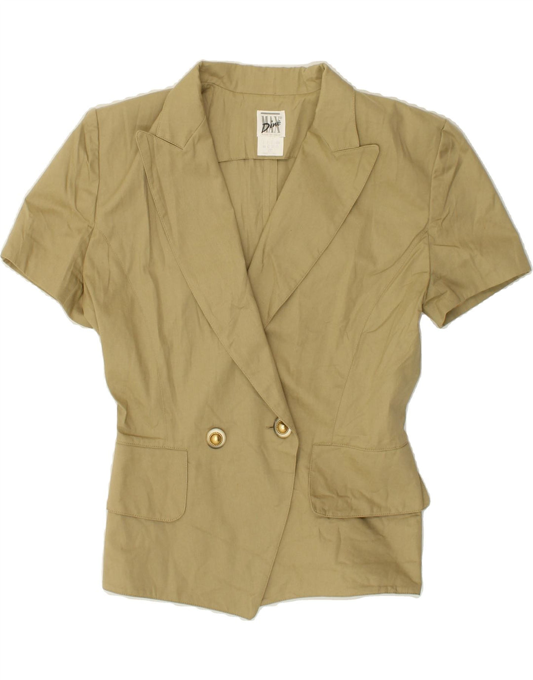 MAX DINE Womens Double Breasted Blazer Jacket IT 44 Medium Beige Cotton Vintage Max Dine and Second-Hand Max Dine from Messina Hembry 