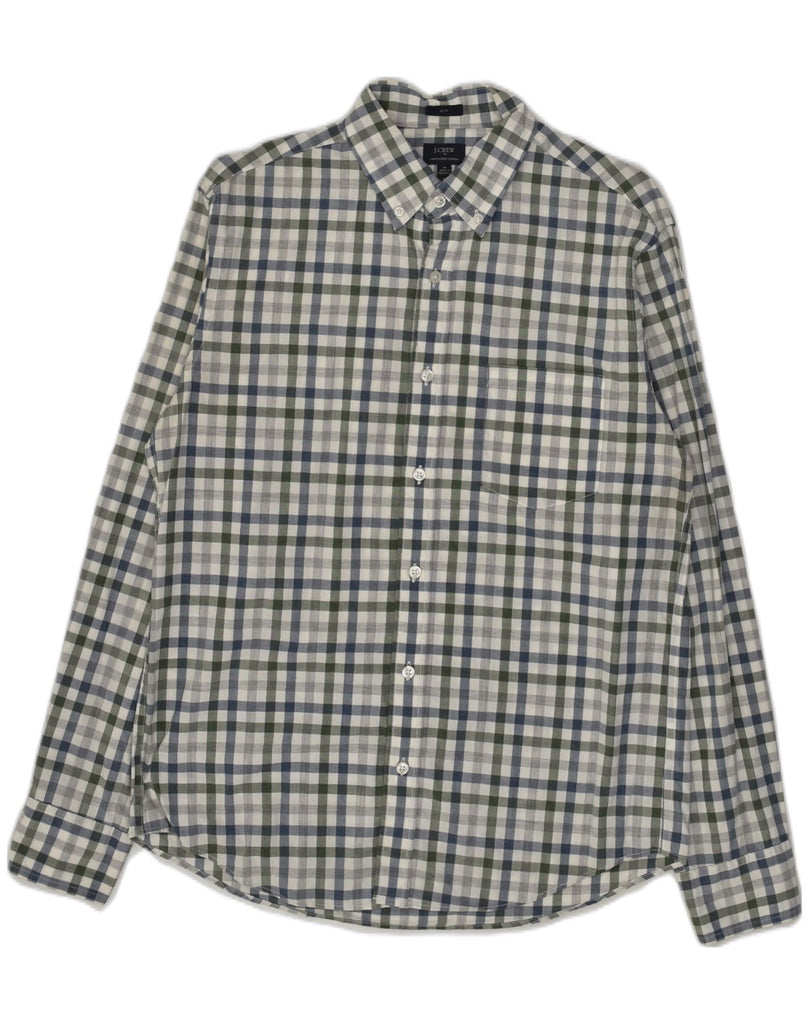 J. CREW Mens Slim Shirt Medium Grey Check Cotton | Vintage J. Crew | Thrift | Second-Hand J. Crew | Used Clothing | Messina Hembry 