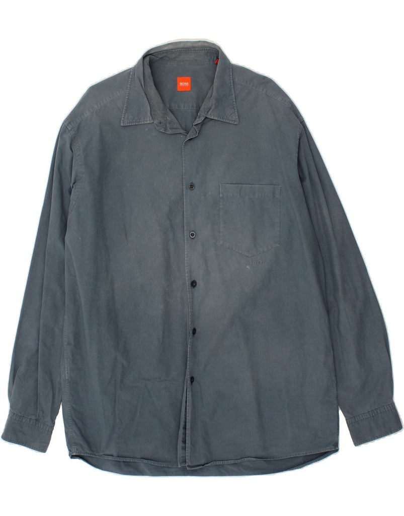 HUGO BOSS Mens Shirt XL Blue Cotton Vintage Hugo Boss and Second-Hand Hugo Boss from Messina Hembry 