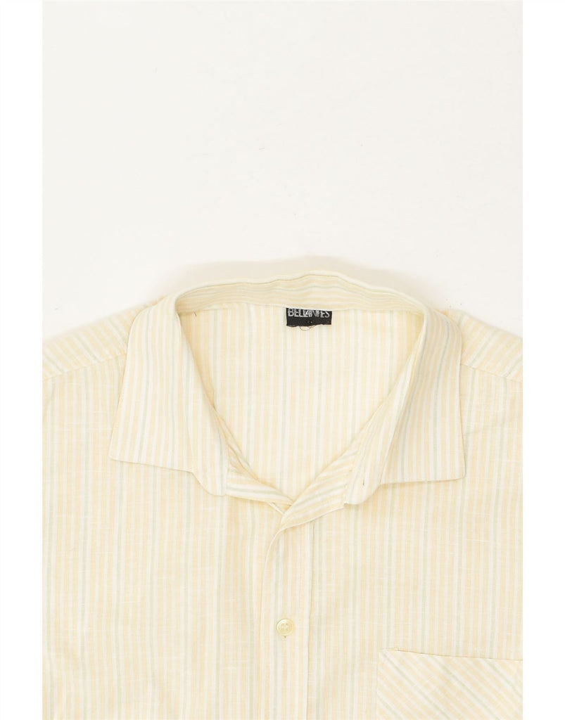 VINTAGE Mens Short Sleeve Shirt Large Yellow Striped | Vintage Vintage | Thrift | Second-Hand Vintage | Used Clothing | Messina Hembry 