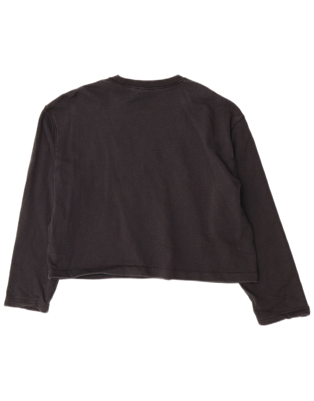 Adidas Womens Oversized Crop Graphic Top Long Sleeve UK 8 Small Black