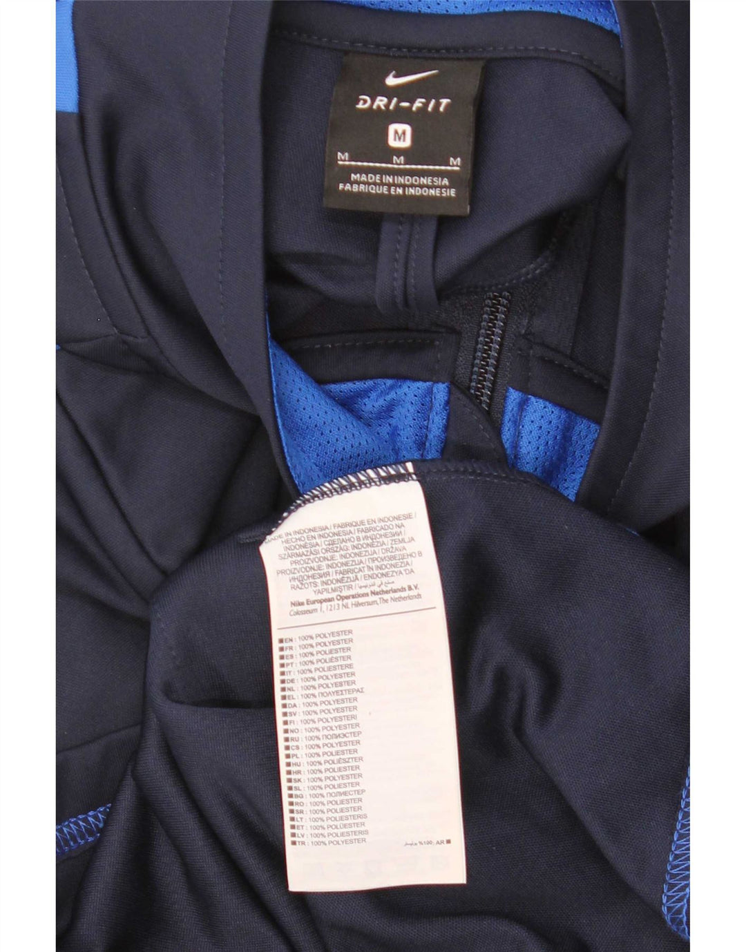 Nike Mens Dri Fit Graphic Tracksuit Top Jacket Medium Navy Blue Colourblock