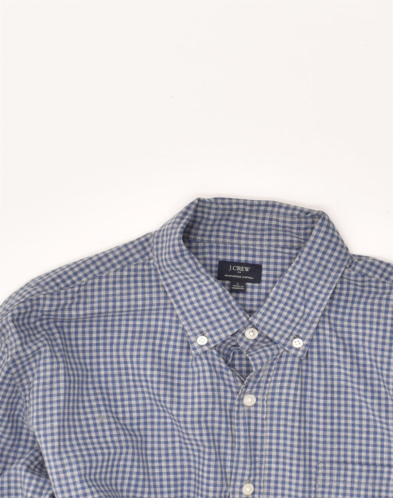 J. CREW Mens Shirt Large Blue Check Cotton | Vintage J. Crew | Thrift | Second-Hand J. Crew | Used Clothing | Messina Hembry 