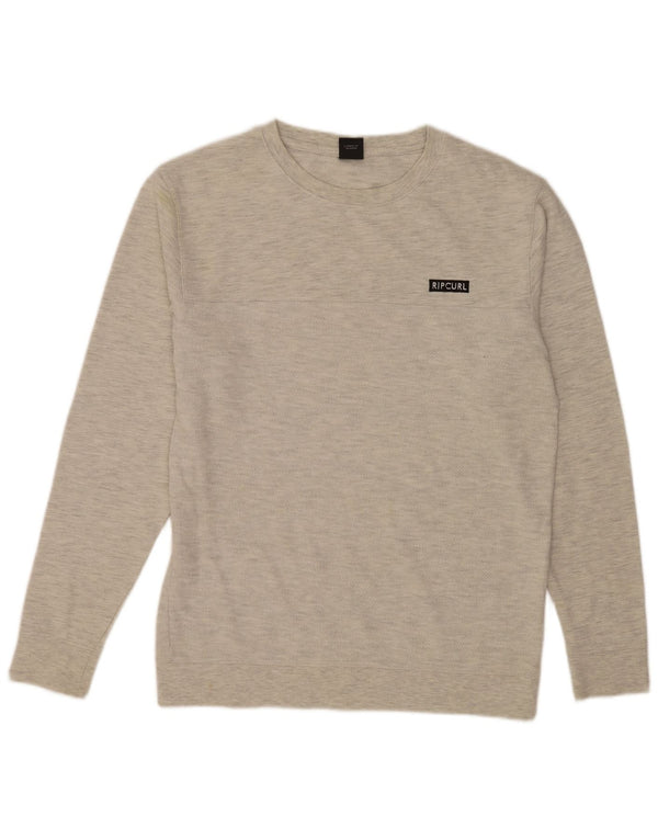 Rip Curl Mens Crew Neck Jumper Sweater Medium Grey Flecked Cotton
