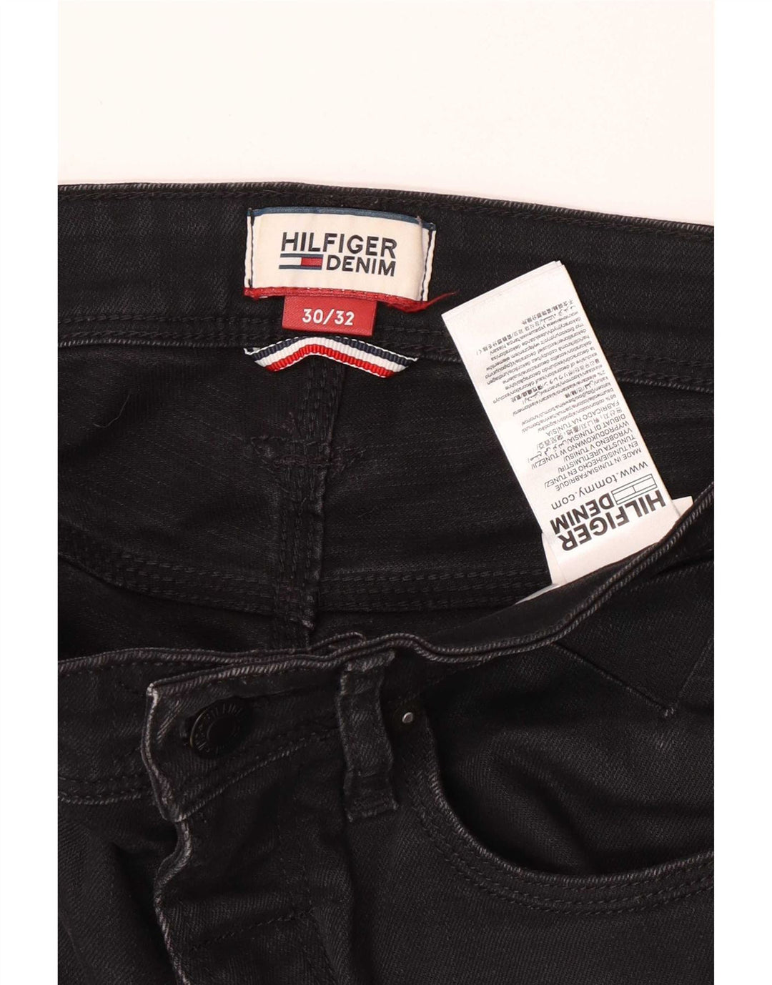 Tommy Hilfiger Mens Slim Jeans W30 L32 Black Cotton