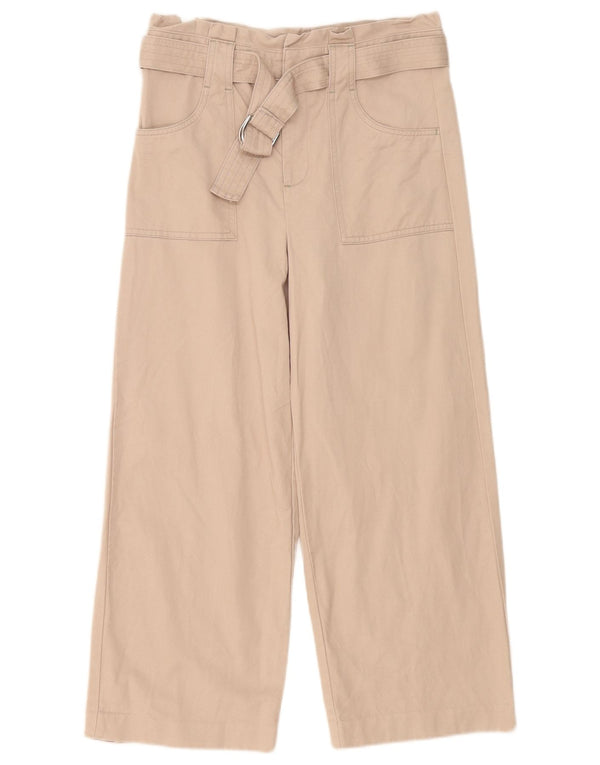 White Stuff Womens High Waist Cropped Trousers UK 8 Small W30 L24 Beige