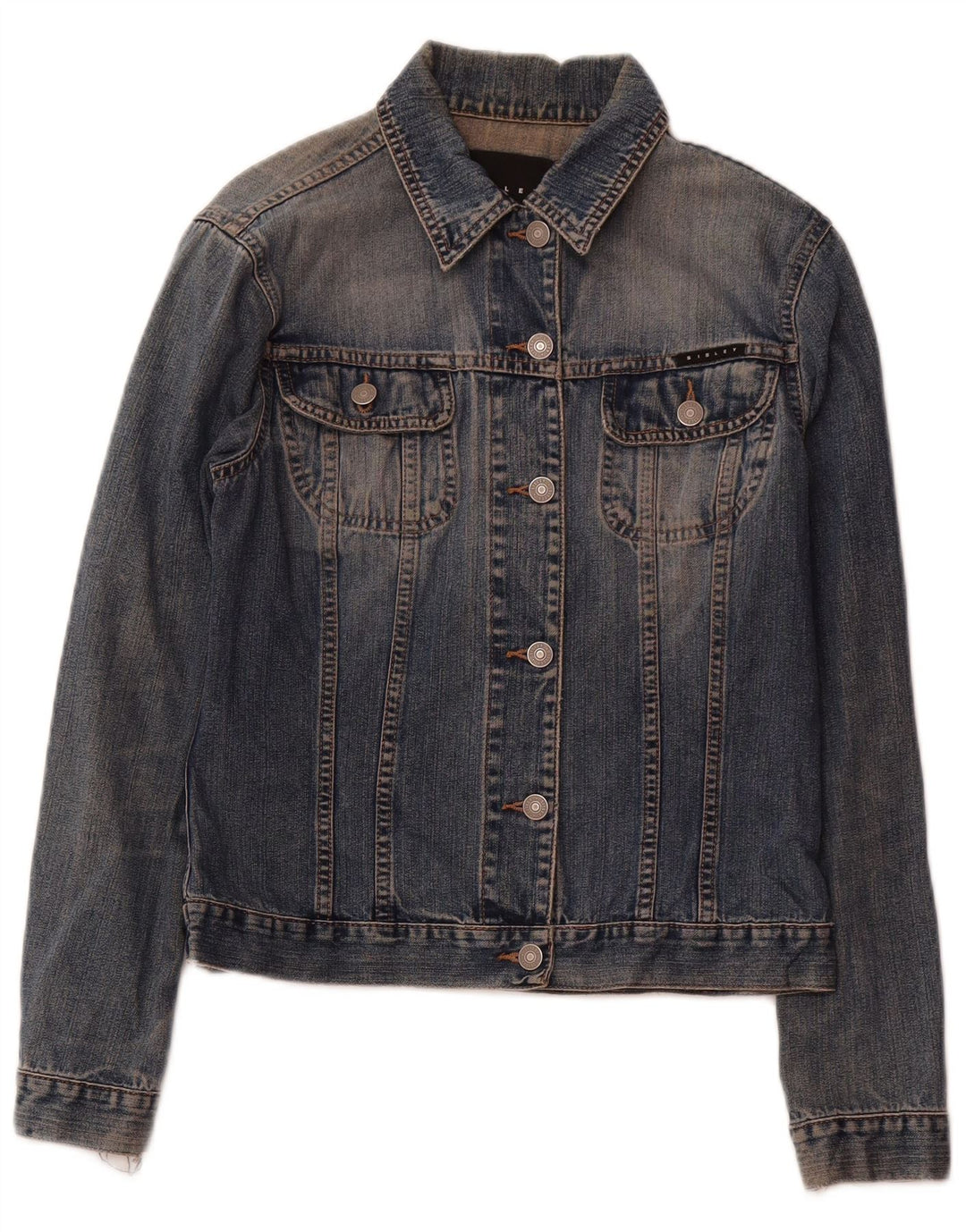 SISLEY Womens Denim Jacket UK 10 Small Navy Blue Cotton
