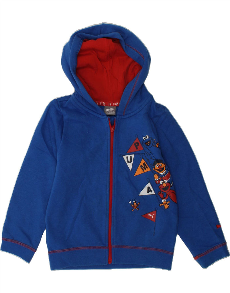 PUMA Boys Graphic Zip Hoodie Sweater 2-3 Years Blue Cotton | Vintage Puma | Thrift | Second-Hand Puma | Used Clothing | Messina Hembry 