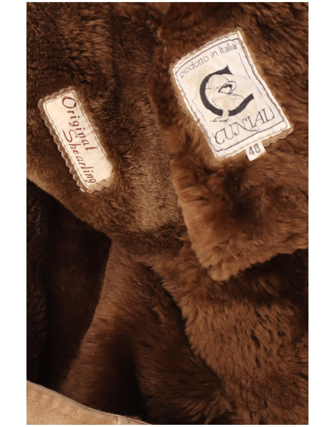 Vintage Mens Shearling Jacket IT 48 Medium Brown Leather