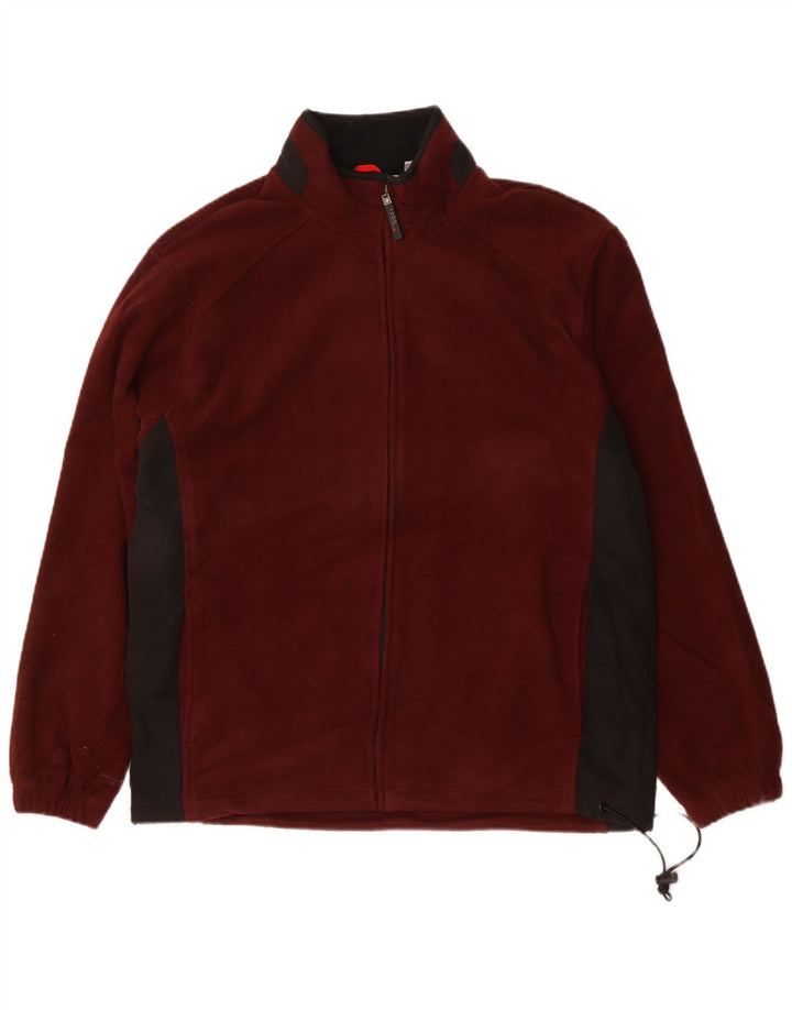 Izod Mens Fleece Jacket UK 40 Large Maroon Colourblock Polyester