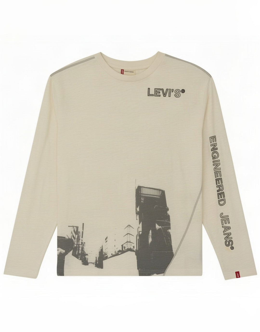 Levi's Mens Engineered Jeans Graphic Top Long Sleeve Large White Cotton