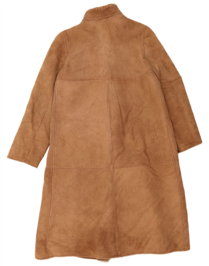 Vintage Womens Shearling Coat IT 44 Medium Brown Leather