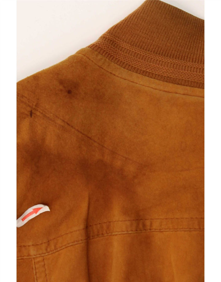 Vintage Womens Suede Bomber Jacket UK 18 XL Brown