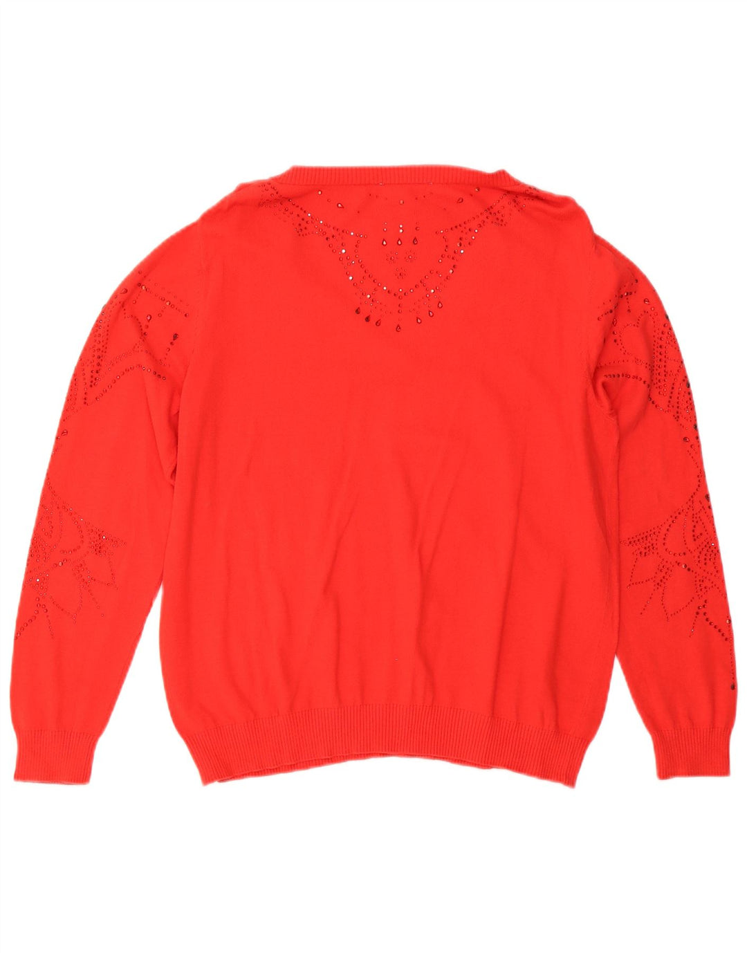 Desigual Womens Oversized V-Neck Jumper Sweater UK 10 Small Red
