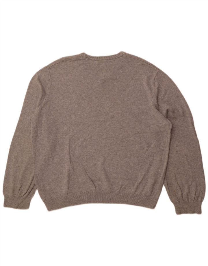 Marks & Spencer Mens V-Neck Jumper Sweater 2XL Grey Cotton