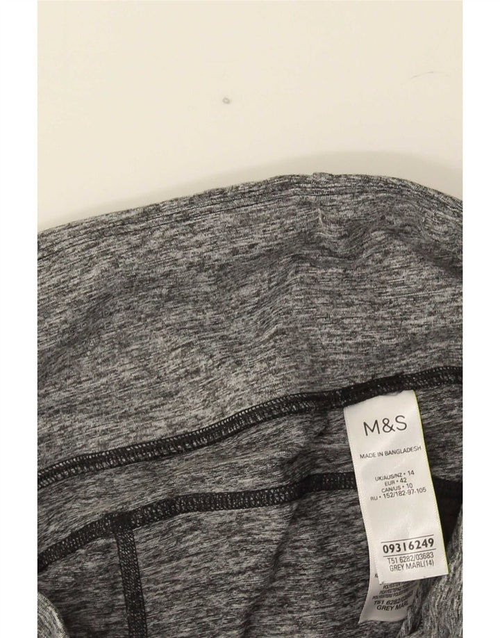 Marks & Spencer Womens Crop Tracksuit Trousers UK 14 Large Grey Colourblock