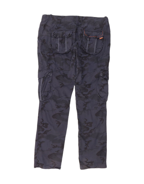 Superdry Mens Tapered Cargo Trousers Large W40 L34 Navy Blue Camouflage