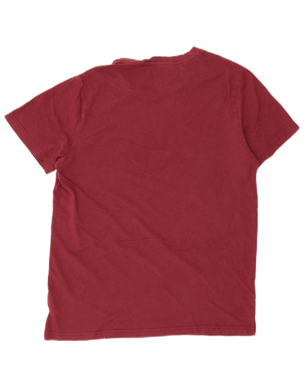 JACK & JONES Mens Graphic T-Shirt Top Large Burgundy Cotton