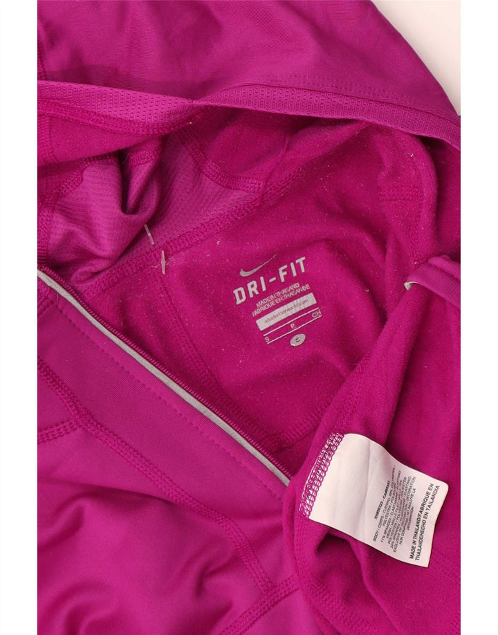 Nike Womens Dri Fit Hooded Zip Neck Pullover Tracksuit Top UK 10 Small Pink
